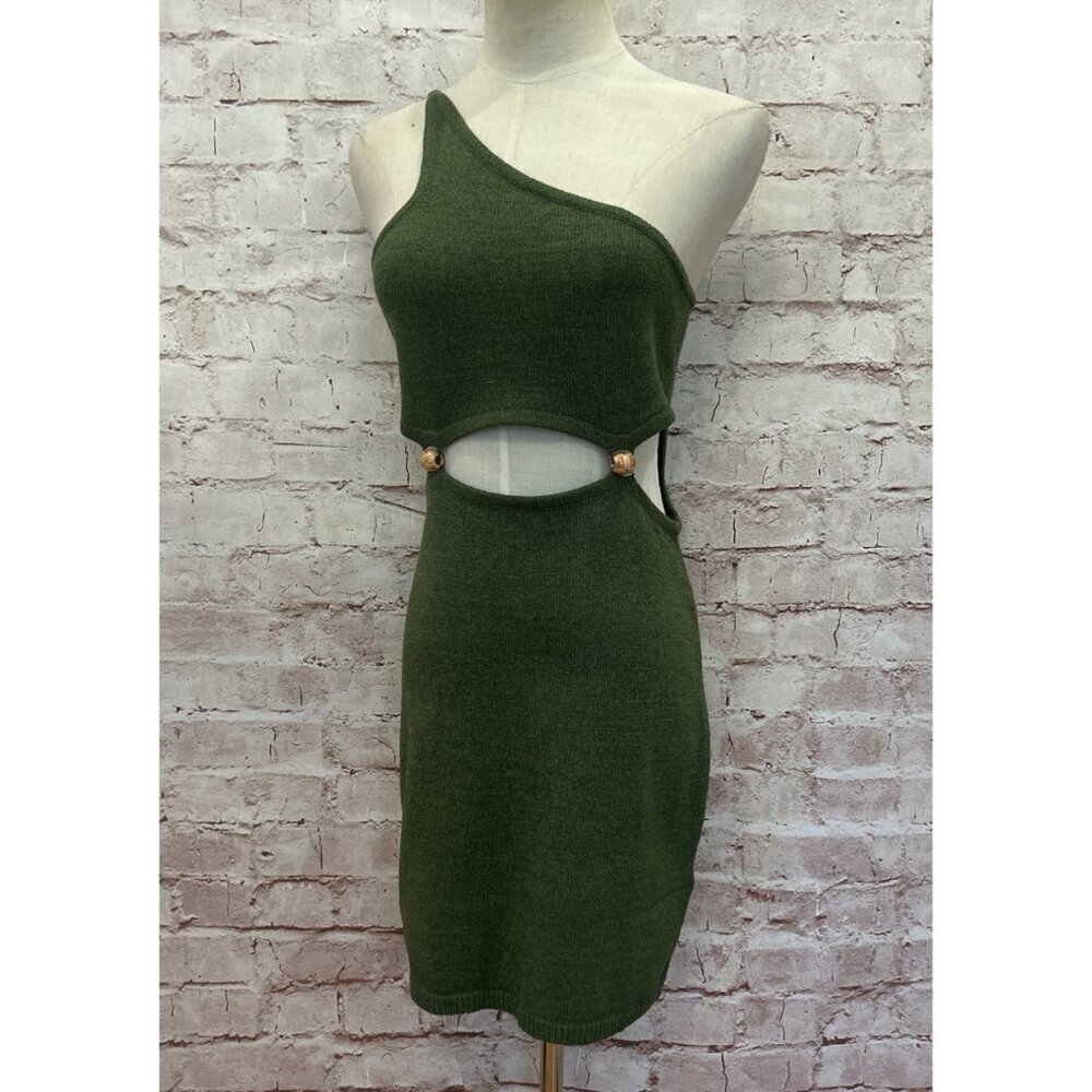 Runaway RNWY Sydney Womens Normani One Shoulder Mini Dress Size US M Green